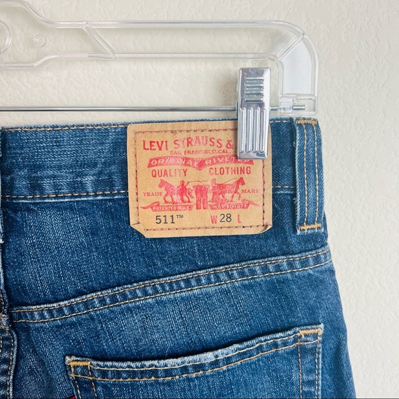 Levi’s 511 Skinny Distressed Long Bermuda Jean Denim Shorts - Picture 8 of 11